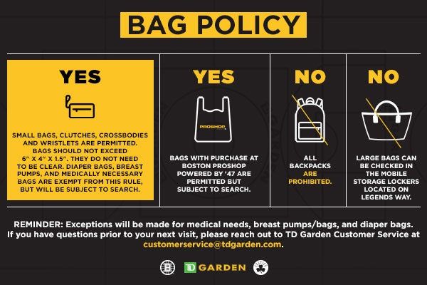 TD Garden Bag policy Graphic
